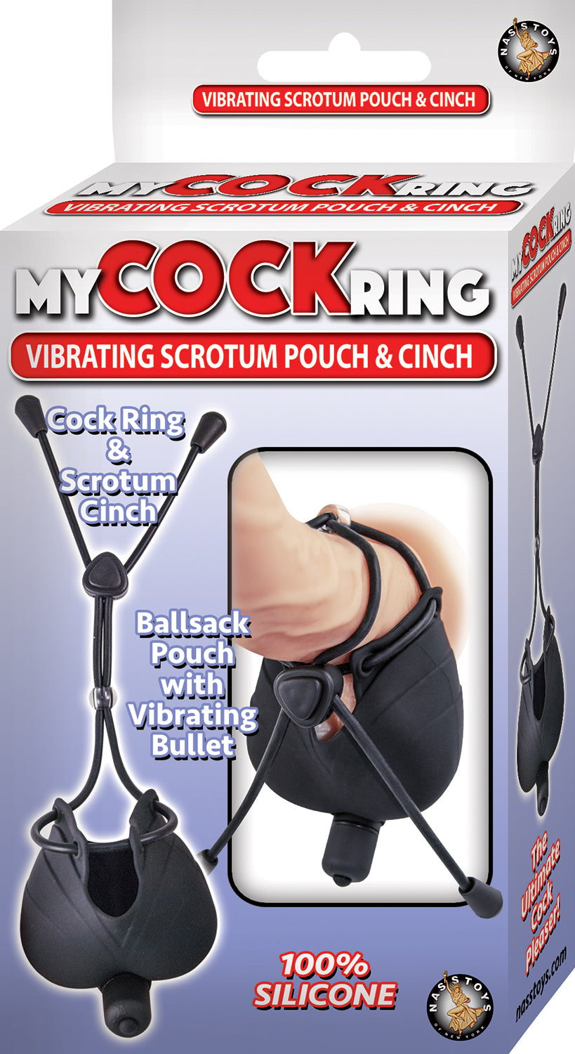 My Cock Ring Vibrating Scrotum Pouch & Cinch - Black