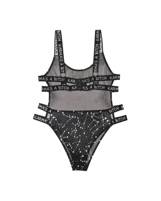 Karma's a Bitch Bodysuit - Black - S/m