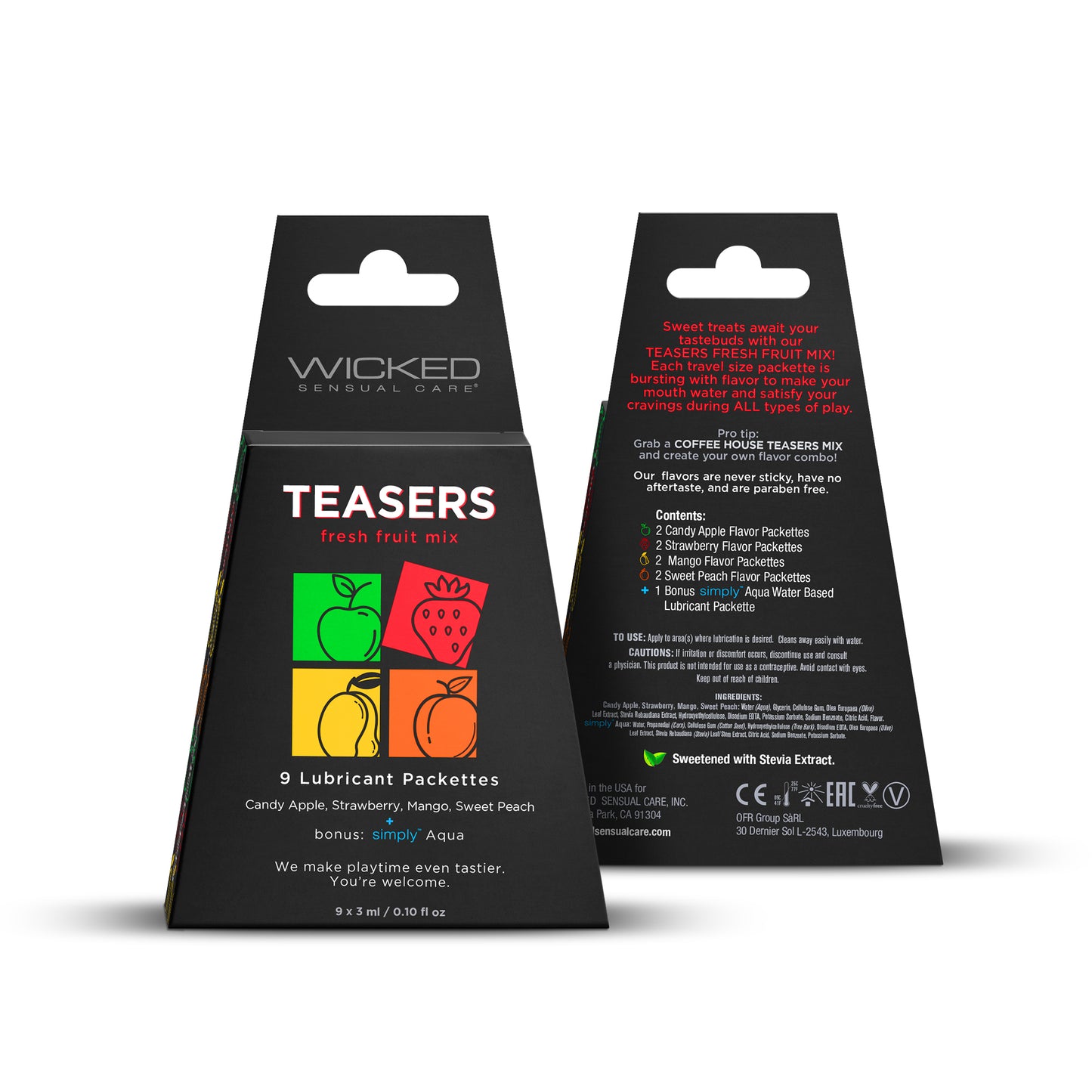 Teasers Fresh Fruit Mix 9 Lubricant Packettes 2 Each