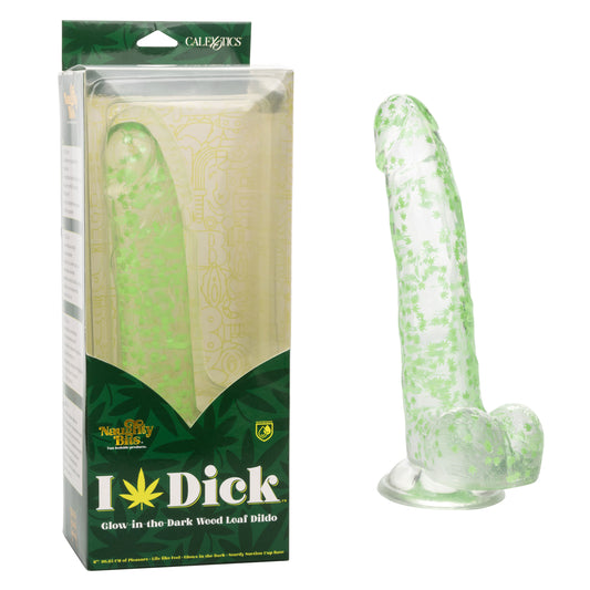 Naughty Bits I Leaf Dick Glow in the Dark Weed Leaf Dildo Glow in the Dark