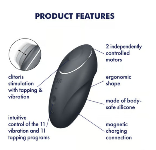 Satisfyer Tap and Climax 1 Vibrator Grey