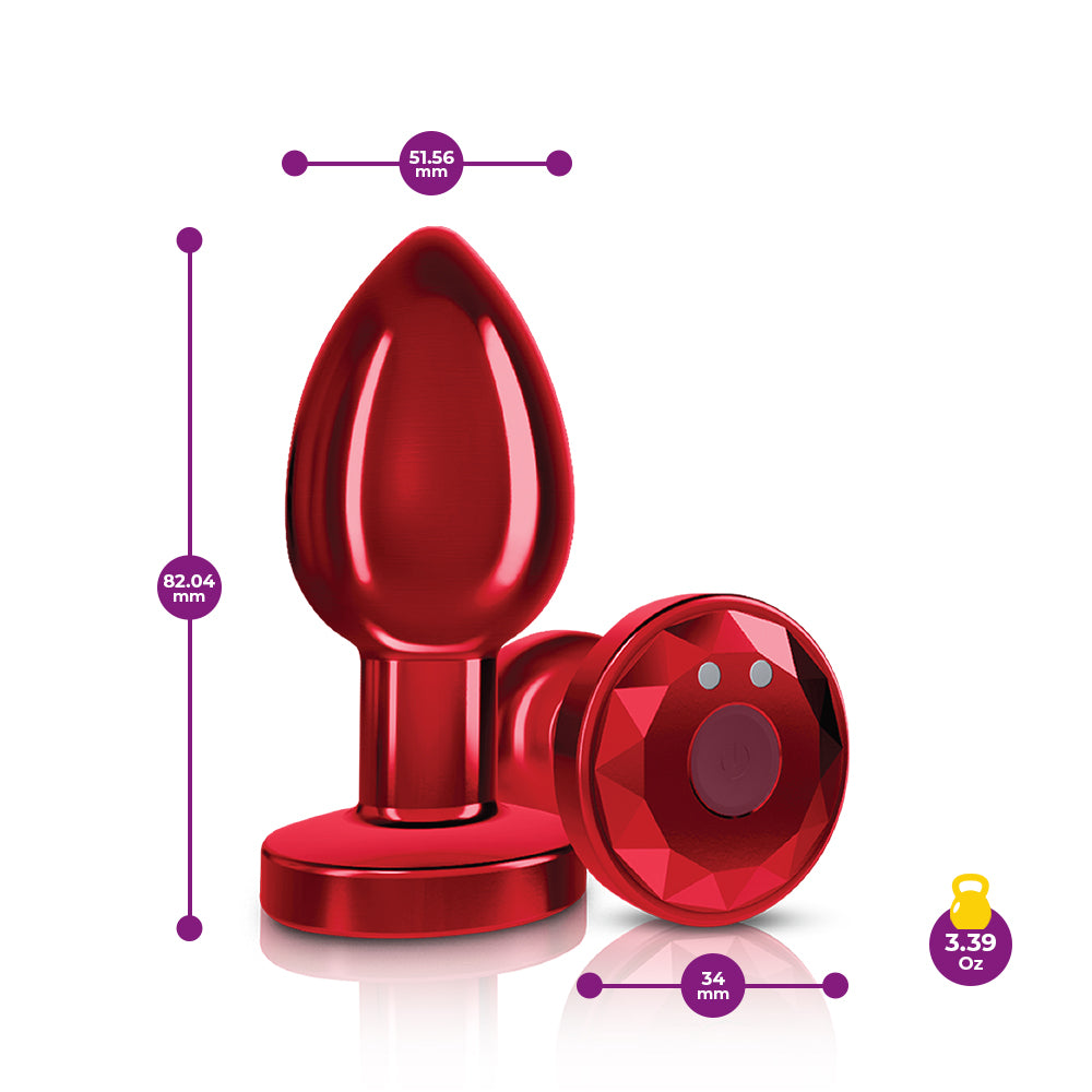 Vibrating Red Metal Remote Plug - Medium